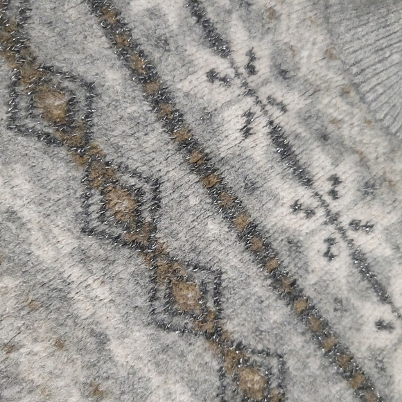 H&M Size L Gray Metallic Fair Isle Sparkle Fuzzy Wool Blend Crew Neck Pullover - Picture 11 of 12